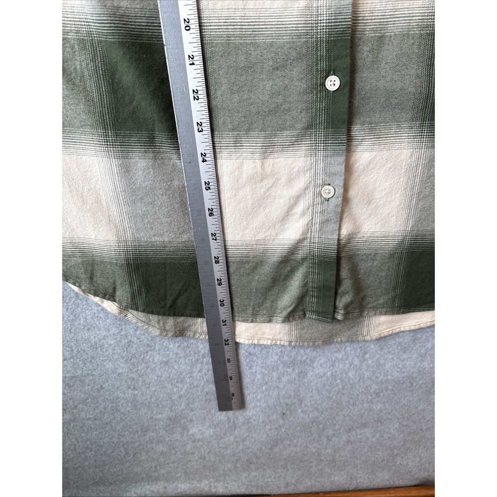 NWT Ava Viv Plaid Flannel Button Down Shirt Green Cream Plus 1X Soft Shacket - Picture 6 of 11